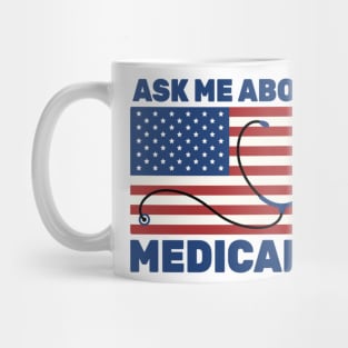 Ask Me About Medicare Health Insurance Sales Agent usa Flag Mug